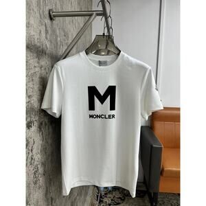 Moncler Men's and Women's crew neck white short sleeve T-shirt